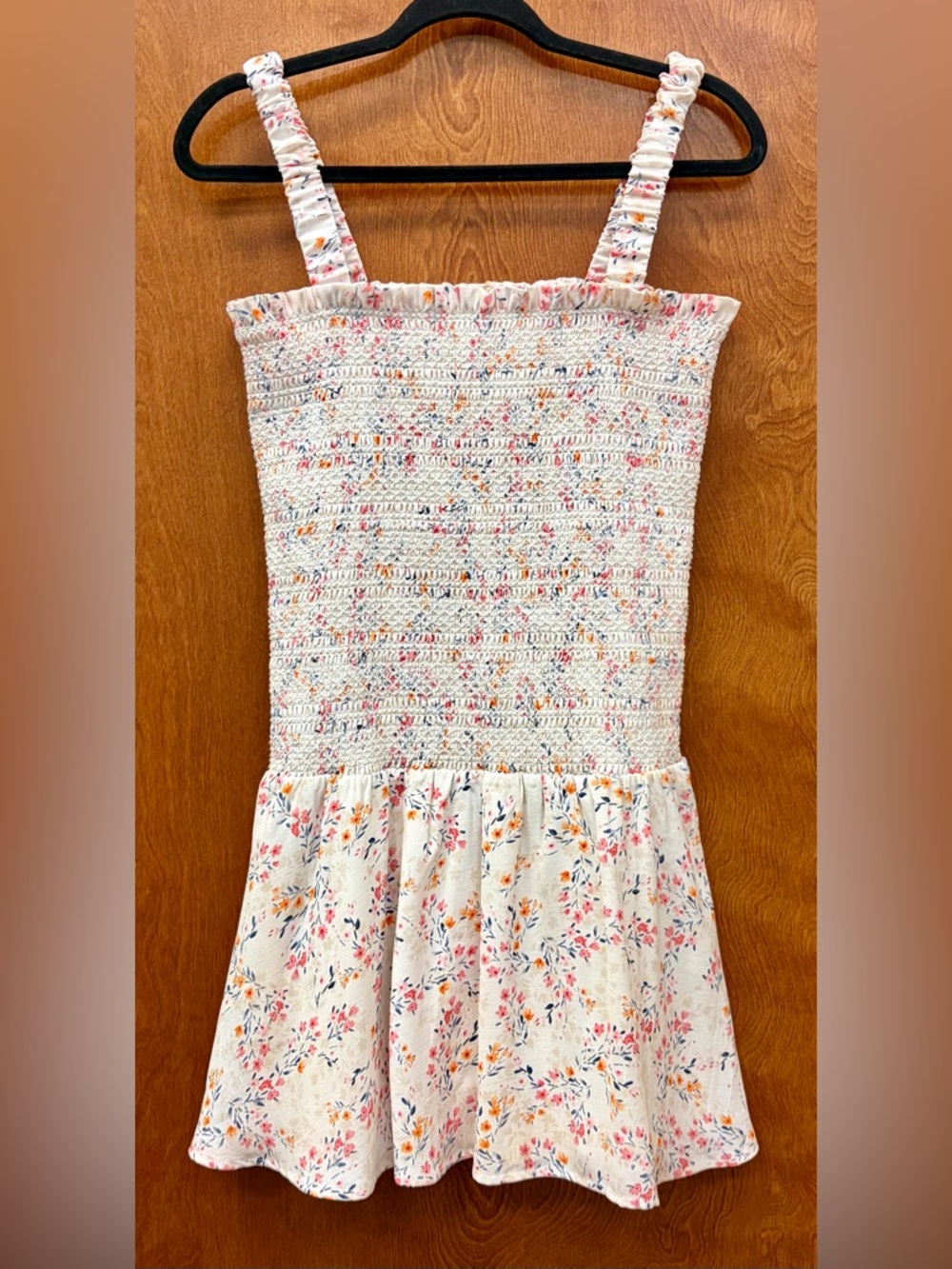 ALI & JAY Eastside Luv Sleeveless Stretch Ruffle Mini Dress Floral Cream Medium